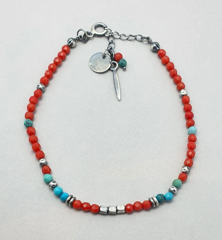 bransoletka srebrna z koralem i turkusem.jpg